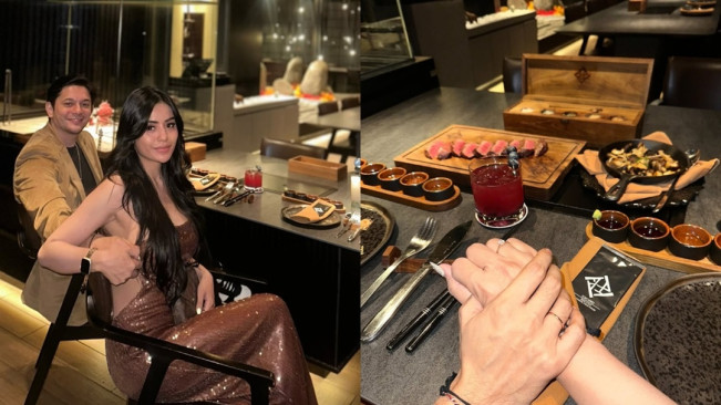 Andrew Andika dan pacar Violentina Kaif makan malam dan memamerkan cincin pertunangan mereka. [Instagram]